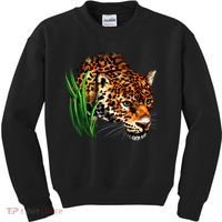 Wildlife Big Face Jaguar In Grass Portrait Kids Sweatshirt thumb 0