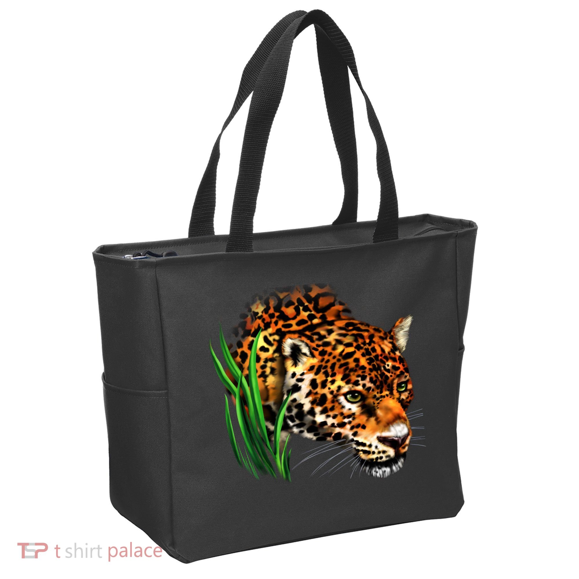 Wildlife Big Face Jaguar In Grass Portrait Tote Bag