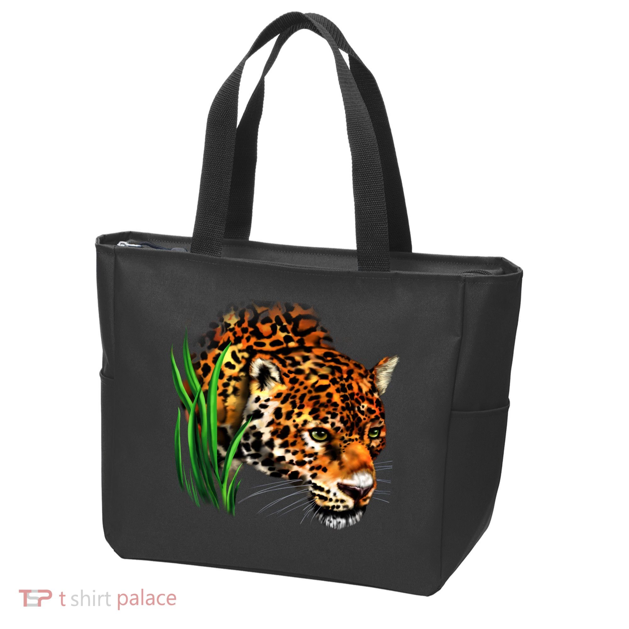 Wildlife Big Face Jaguar In Grass Portrait Tote Bag