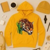 Wildlife Big Face Jaguar In Grass Portrait Hoodie thumb 3