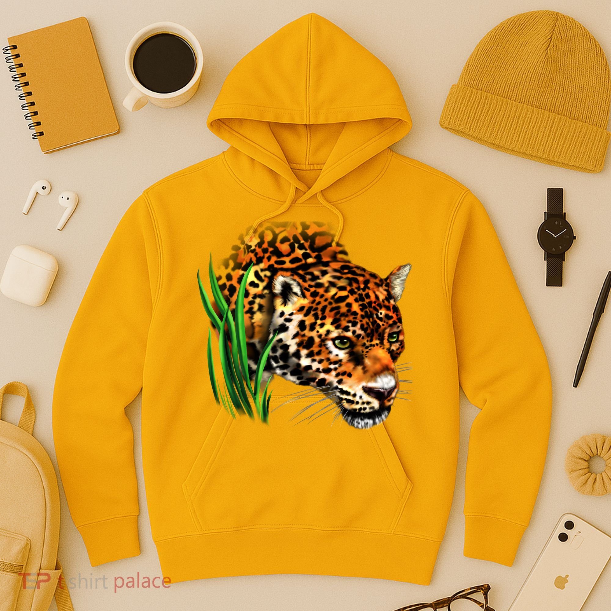 Wildlife Big Face Jaguar In Grass Portrait Hoodie