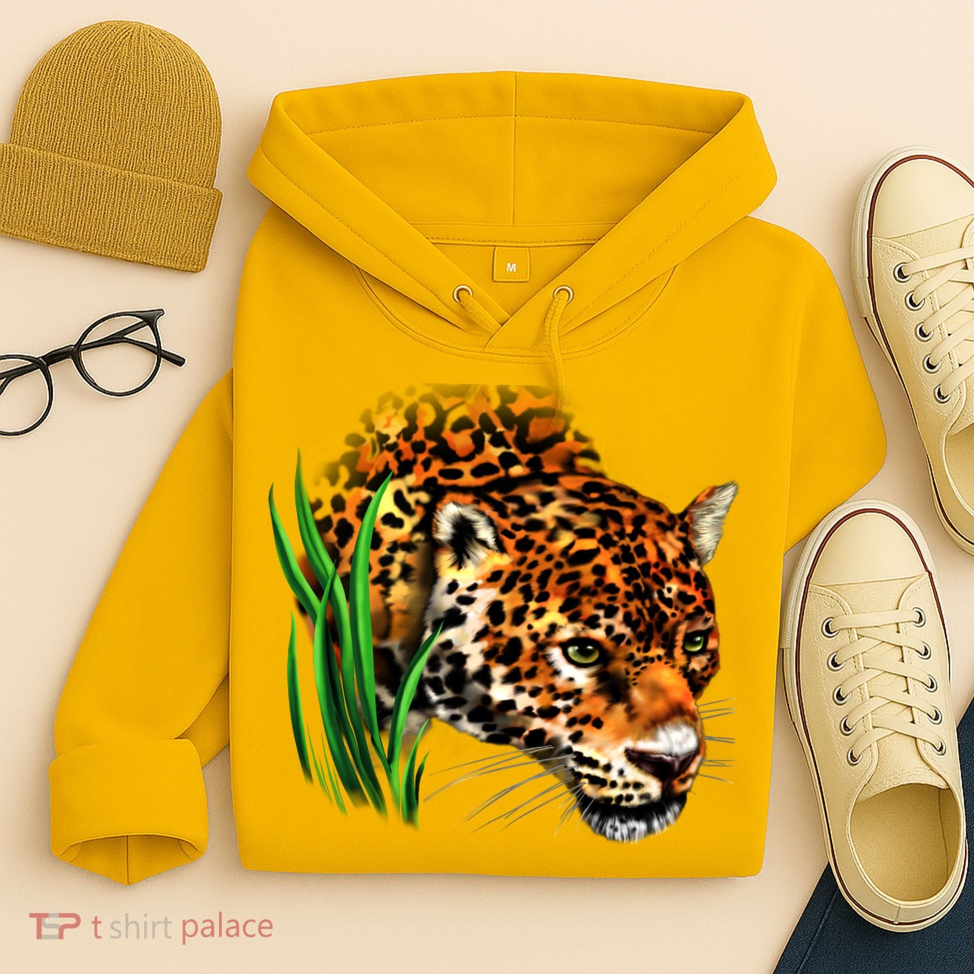 Wildlife Big Face Jaguar In Grass Portrait Hoodie
