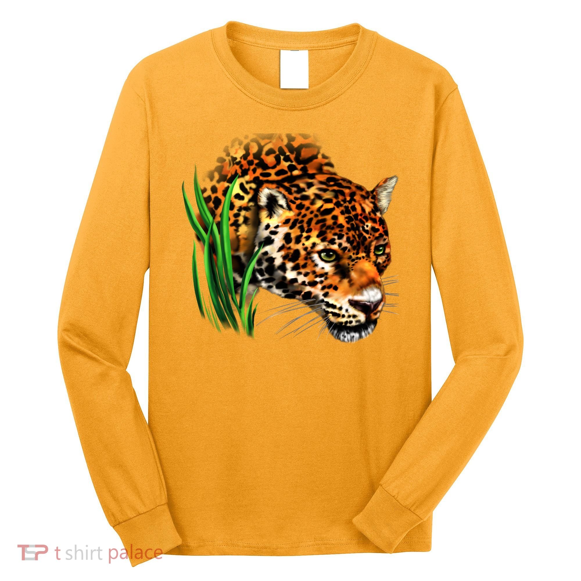 Wildlife Big Face Jaguar In Grass Portrait Long Sleeve Shirt