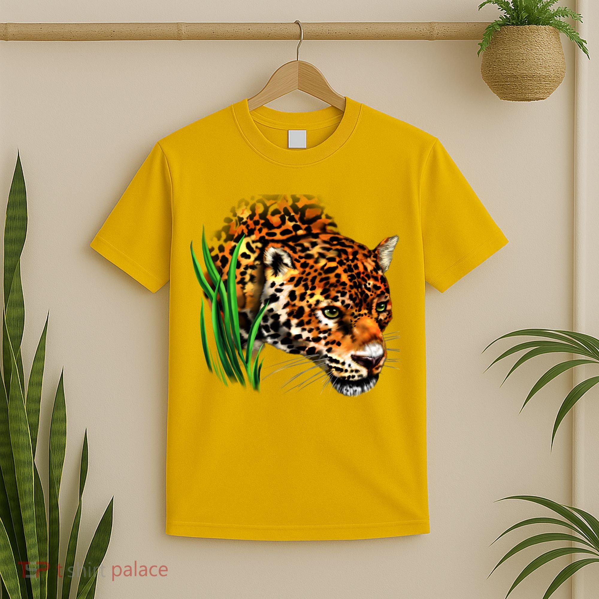 Wildlife Big Face Jaguar In Grass Portrait T-Shirt