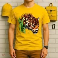 Wildlife Big Face Jaguar In Grass Portrait T-Shirt thumb 6