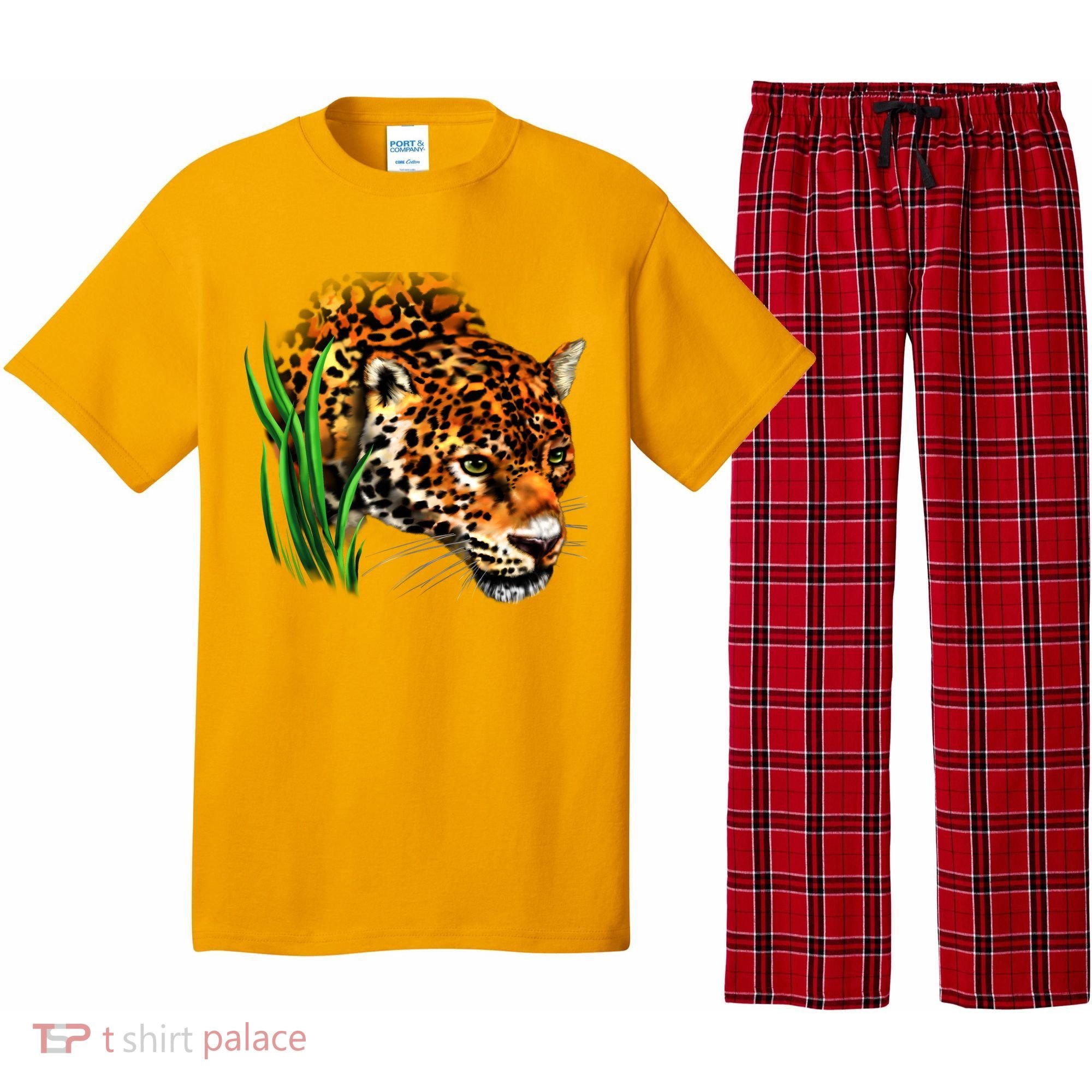 Wildlife Big Face Jaguar In Grass Portrait Pajama Set