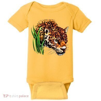 Wildlife Big Face Jaguar In Grass Portrait Baby Bodysuit