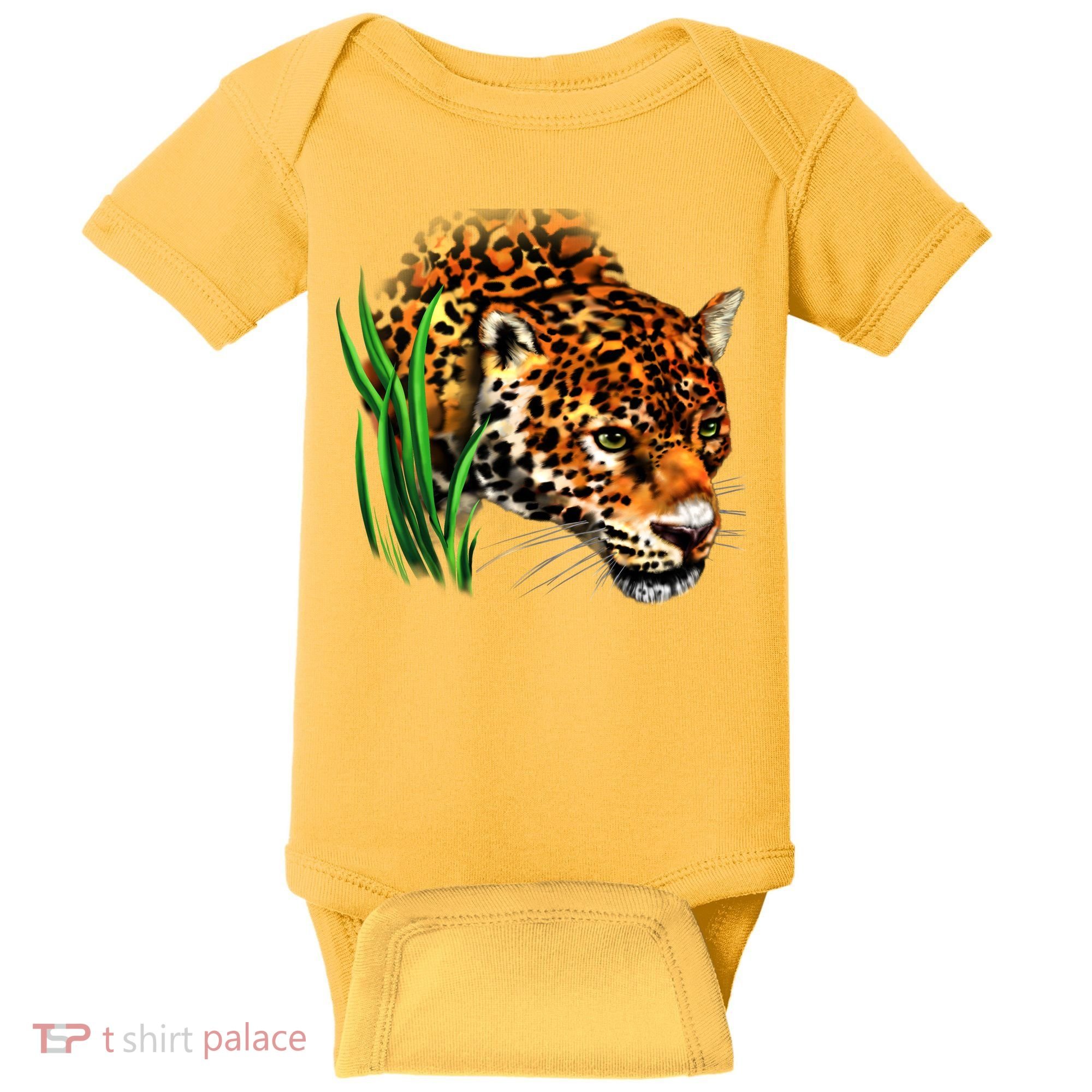 Wildlife Big Face Jaguar In Grass Portrait Baby Bodysuit