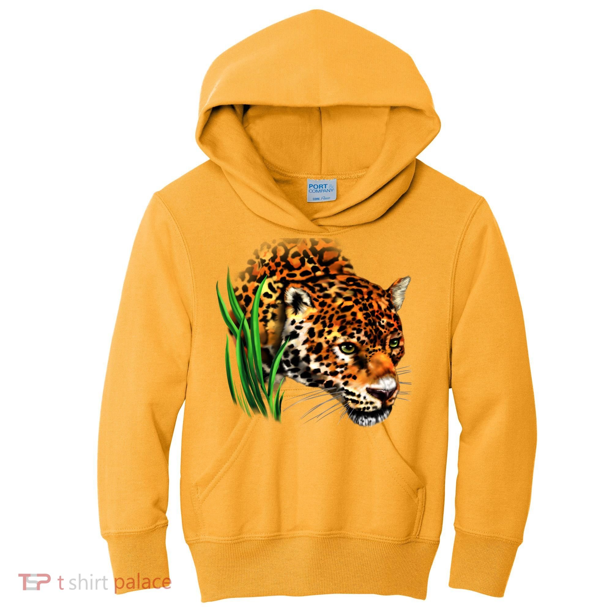 Wildlife Big Face Jaguar In Grass Portrait Kids Hoodie