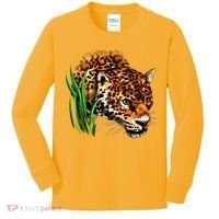 Wildlife Big Face Jaguar In Grass Portrait Kids Long Sleeve Shirt thumb 0