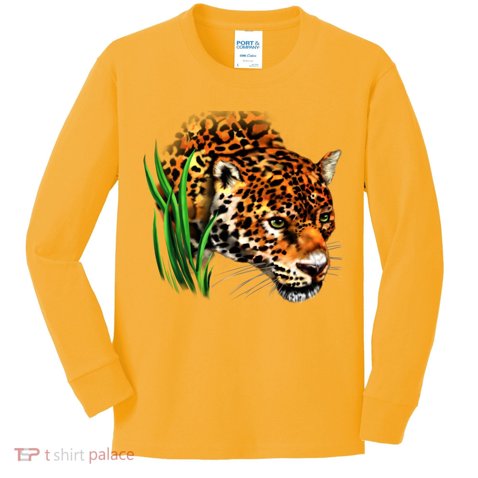 Wildlife Big Face Jaguar In Grass Portrait Kids Long Sleeve Shirt