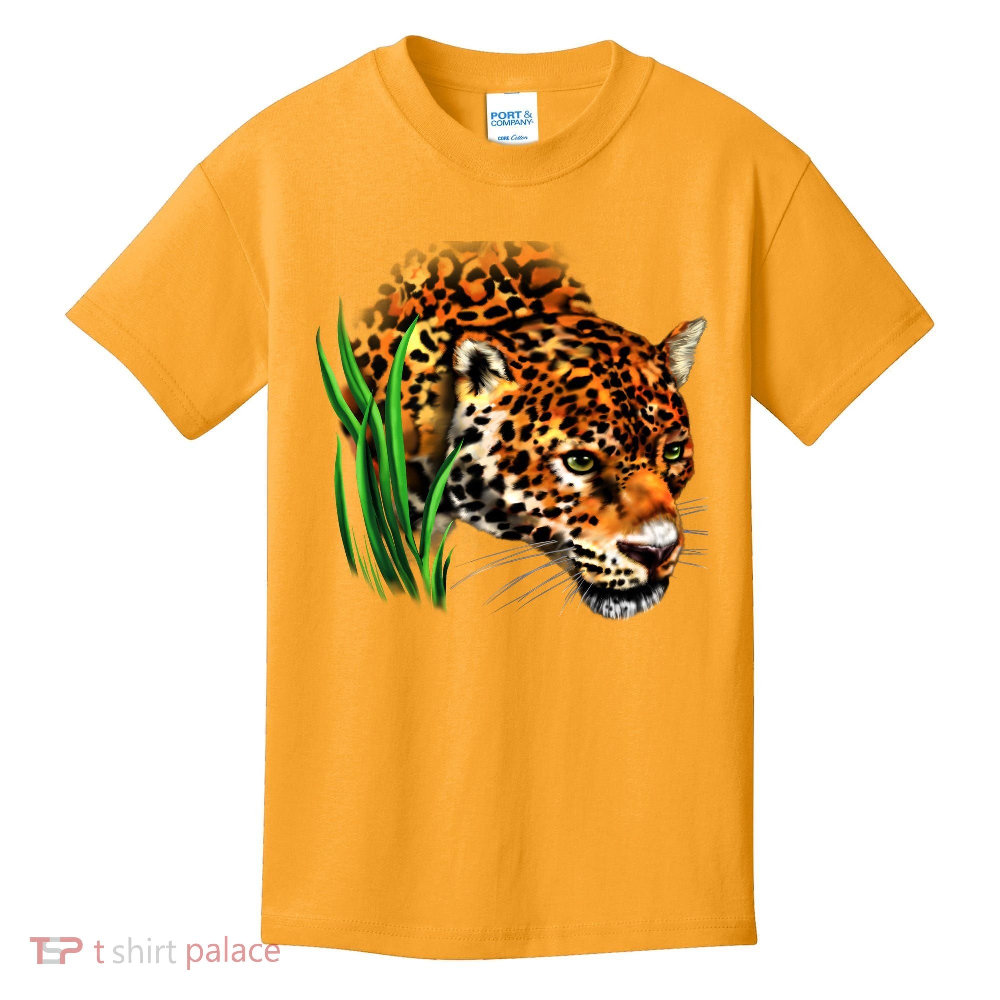 Wildlife Big Face Jaguar In Grass Portrait Kids T-Shirt