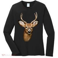 Wildlife Big Face Young Buck Deer Portrait Women's Long Sleeve Shirt thumb 0