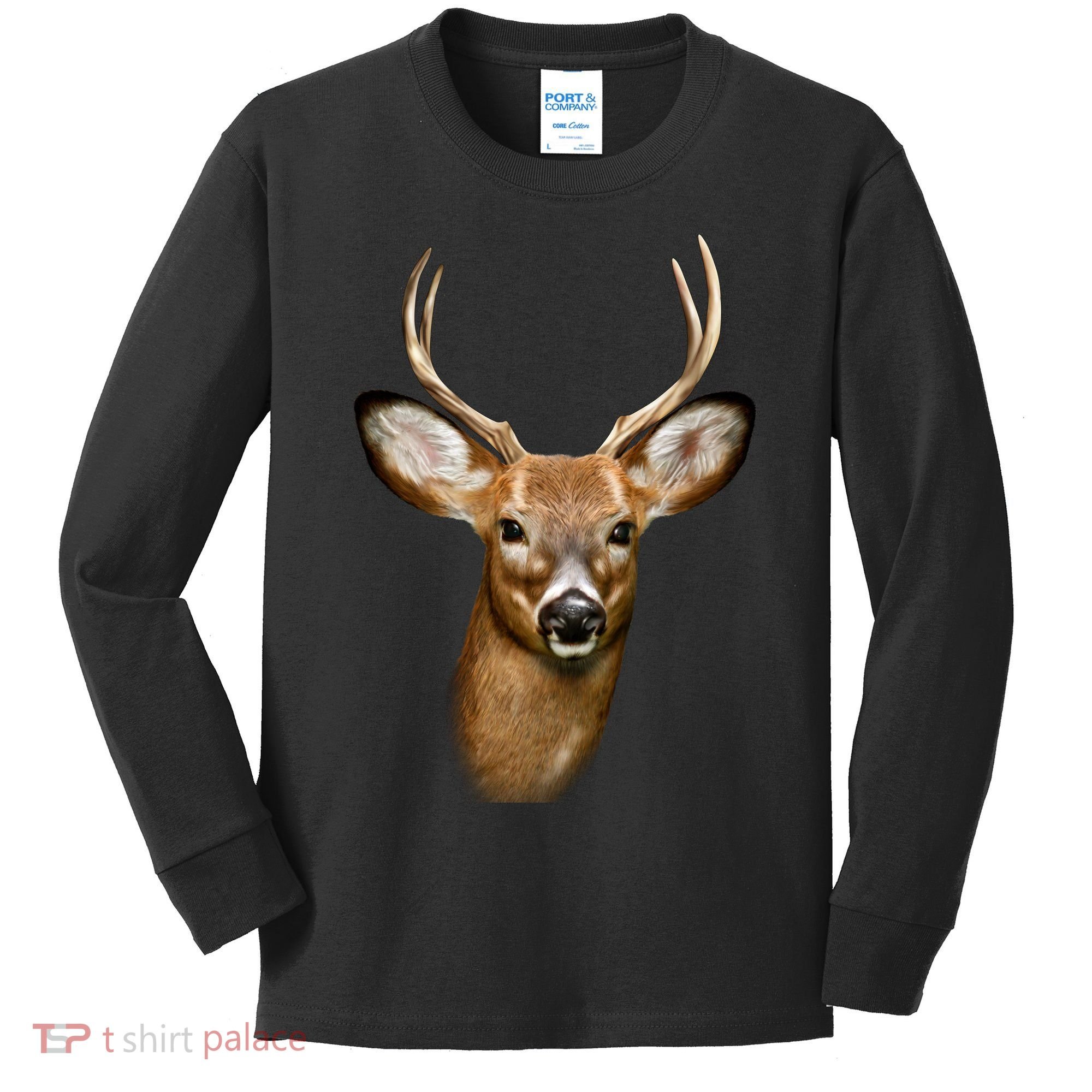 Wildlife Big Face Young Buck Deer Portrait Kids Long Sleeve Shirt