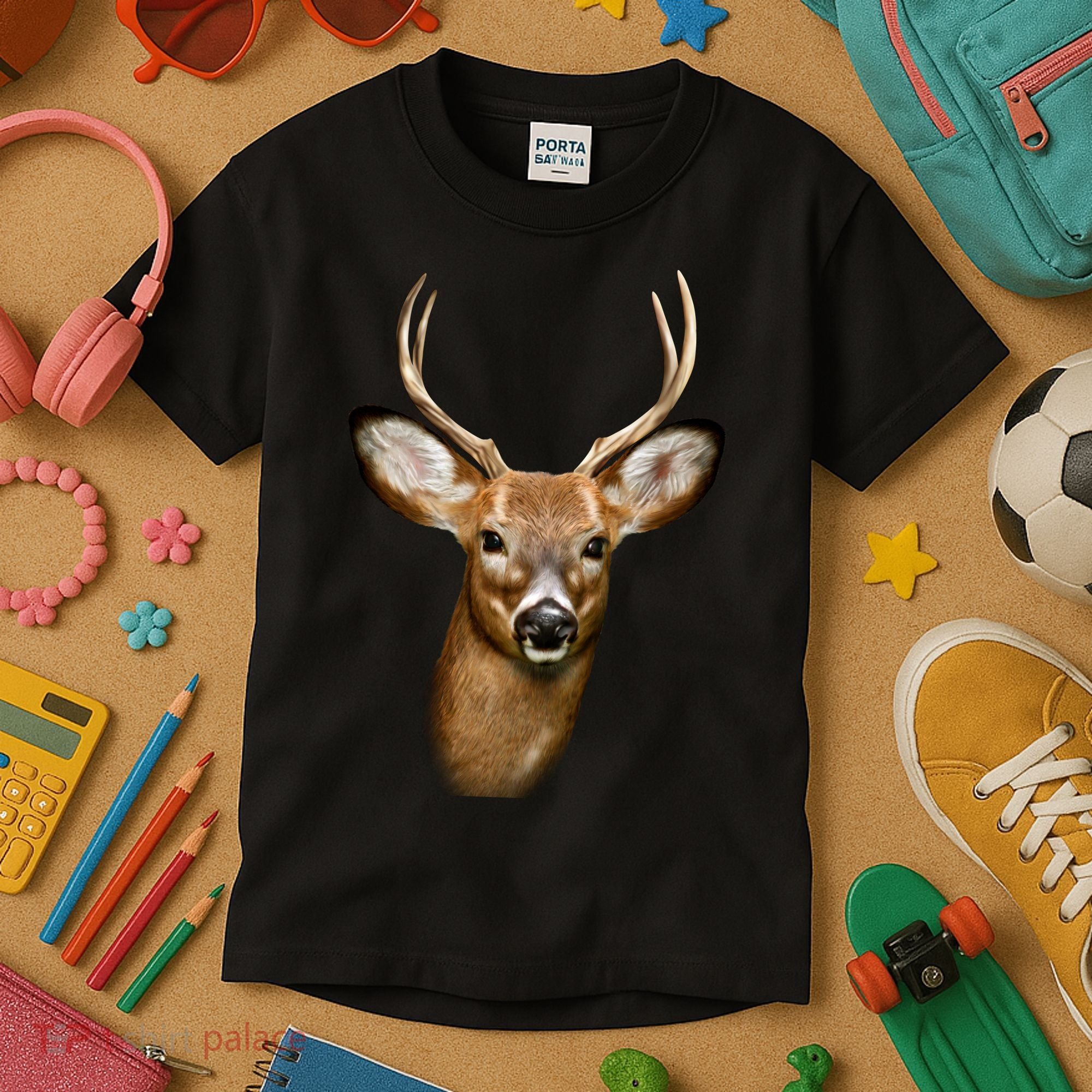 Wildlife Big Face Young Buck Deer Portrait Kids T-Shirt