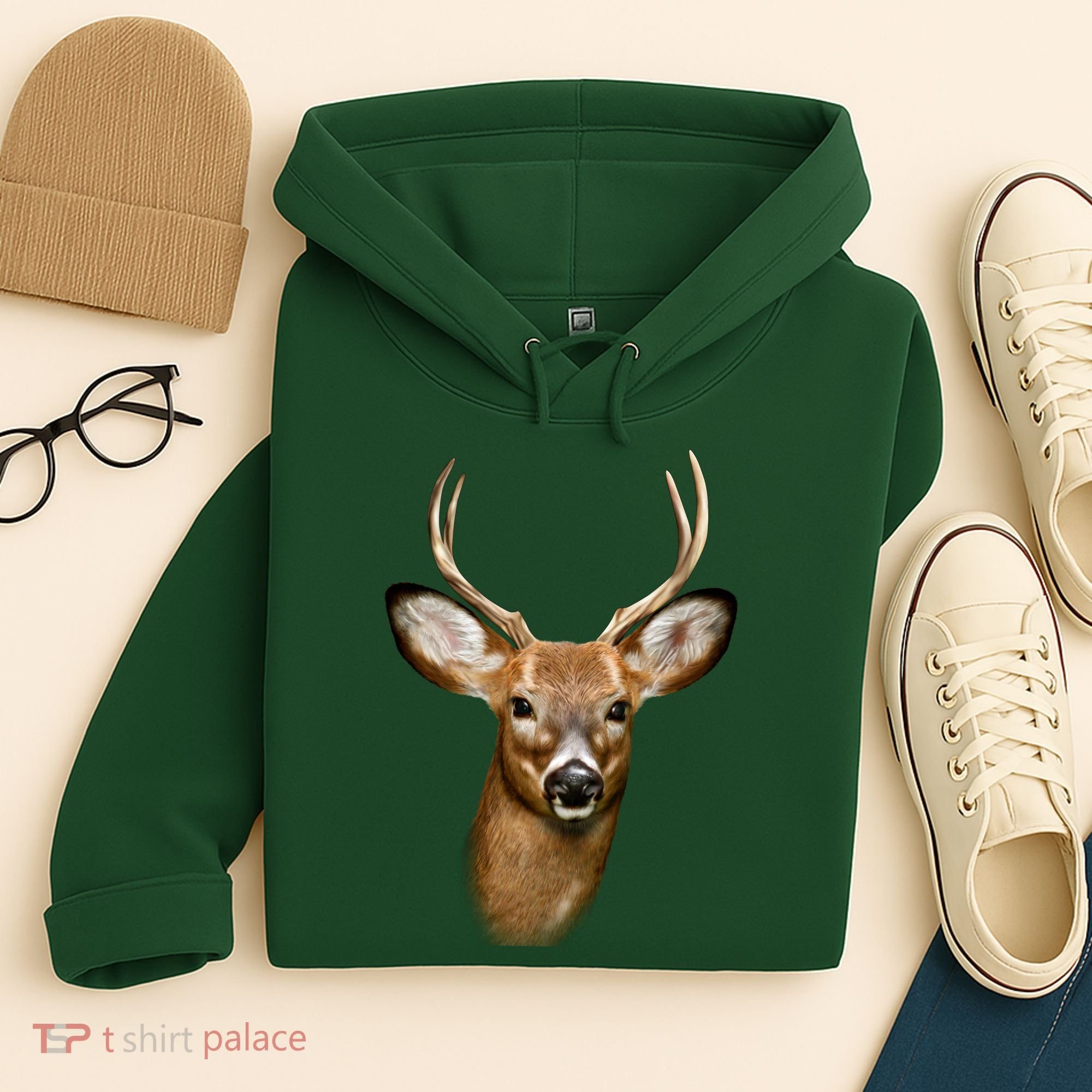Wildlife Big Face Young Buck Deer Portrait Hoodie