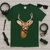 Wildlife Big Face Young Buck Deer Portrait T-Shirt thumb 5