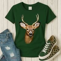 Wildlife Big Face Young Buck Deer Portrait Women's T-Shirt thumb 3