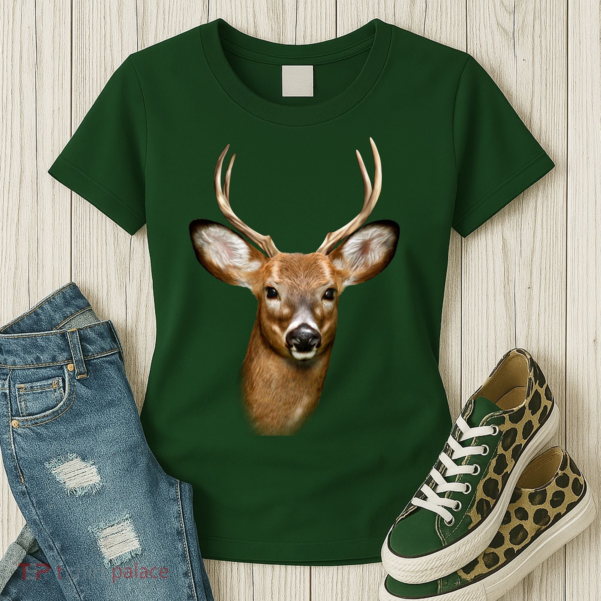 Wildlife Big Face Young Buck Deer Portrait Women's T-Shirt