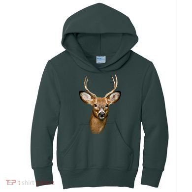 Wildlife Big Face Young Buck Deer Portrait Kids Hoodie