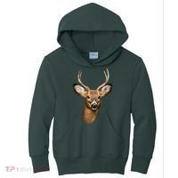 Wildlife Big Face Young Buck Deer Portrait Kids Hoodie thumb 0