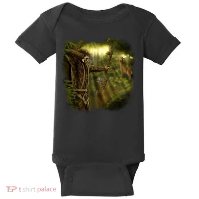 Wildlife Deer Bow Hunter Baby Bodysuit