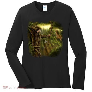 Wildlife Deer Bow Hunter Women's Long Sleeve Shirt