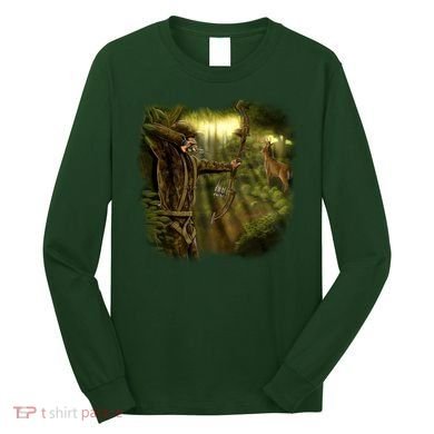 Wildlife Deer Bow Hunter Long Sleeve Shirt