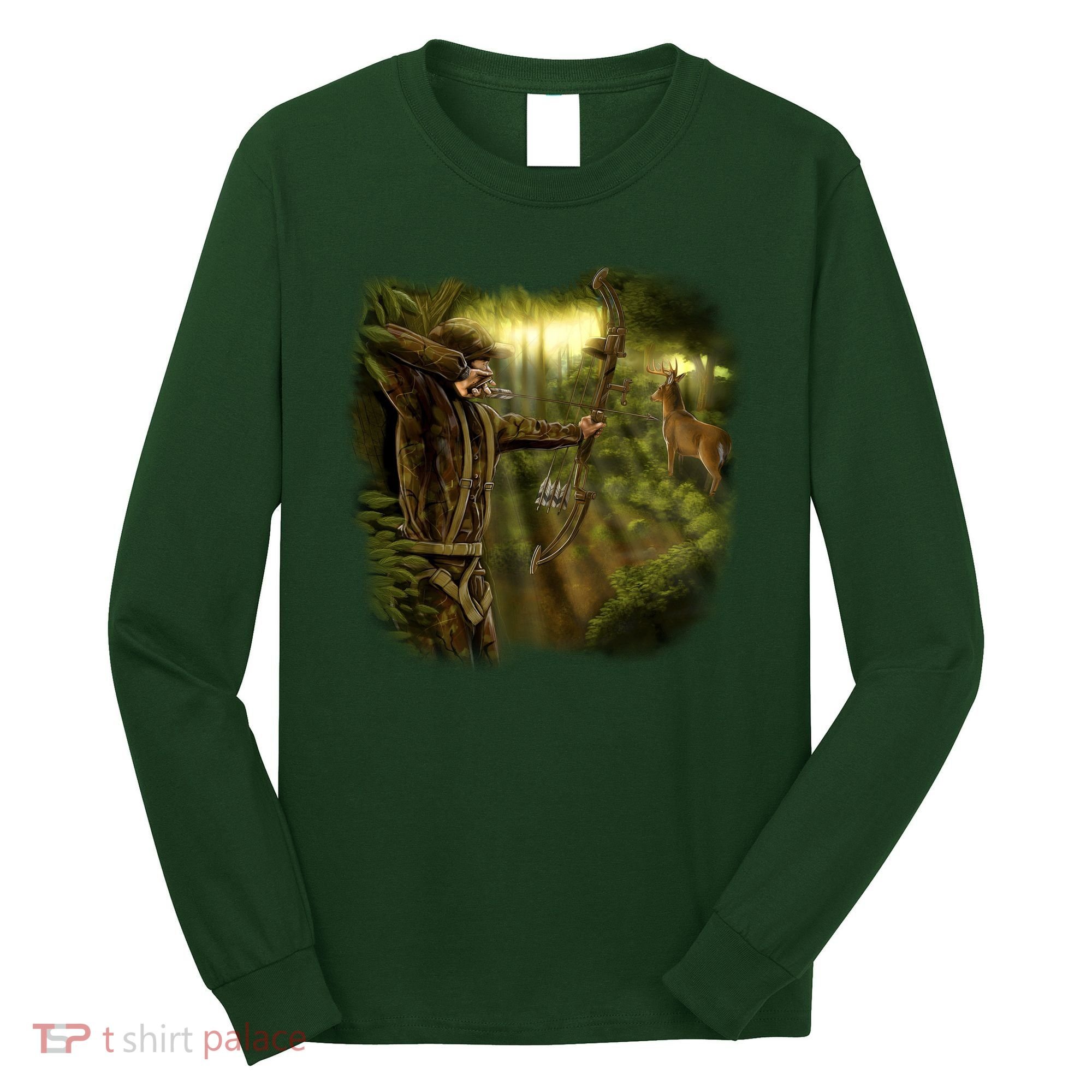 Wildlife Deer Bow Hunter Long Sleeve Shirt