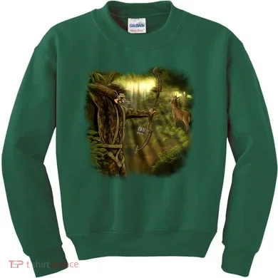 Wildlife Deer Bow Hunter Kids Sweatshirt
