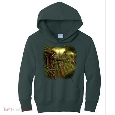 Wildlife Deer Bow Hunter Kids Hoodie