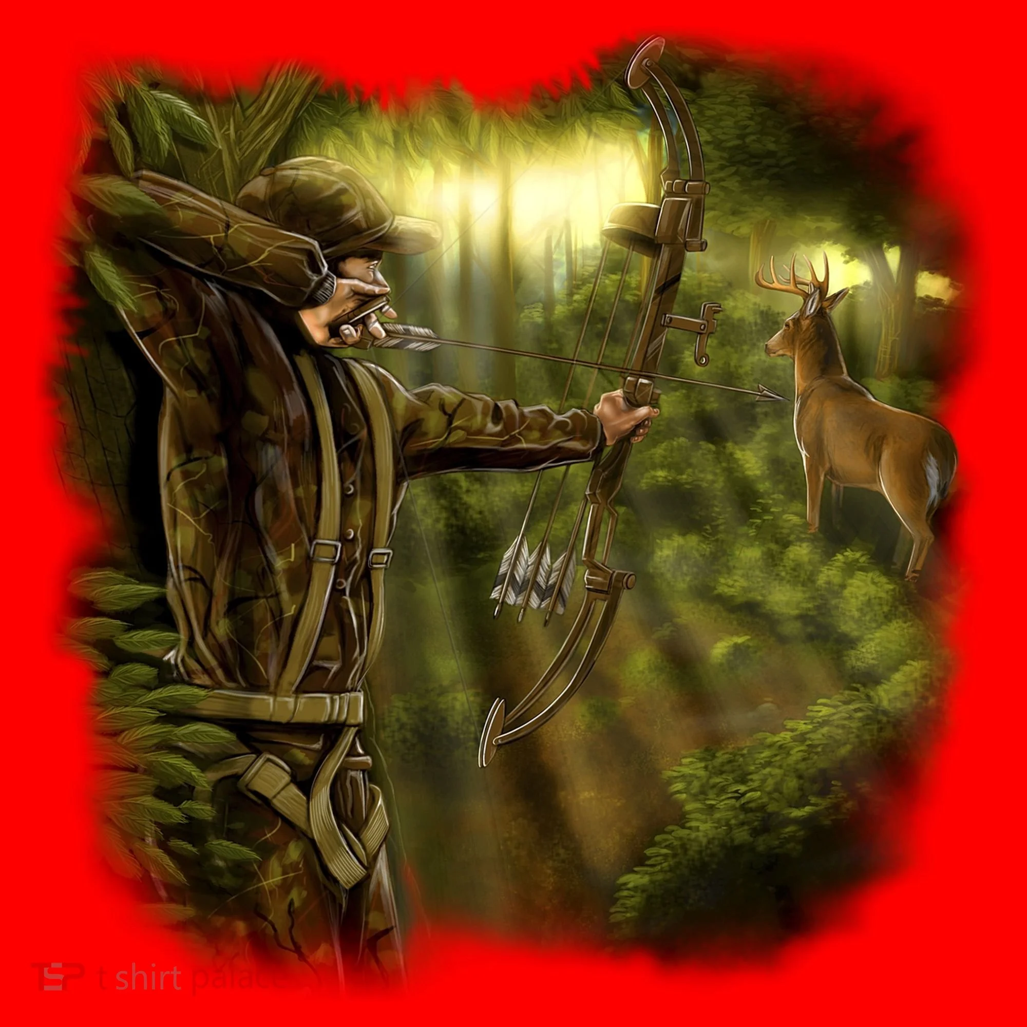 Wildlife Deer Bow Hunter Santa Hat