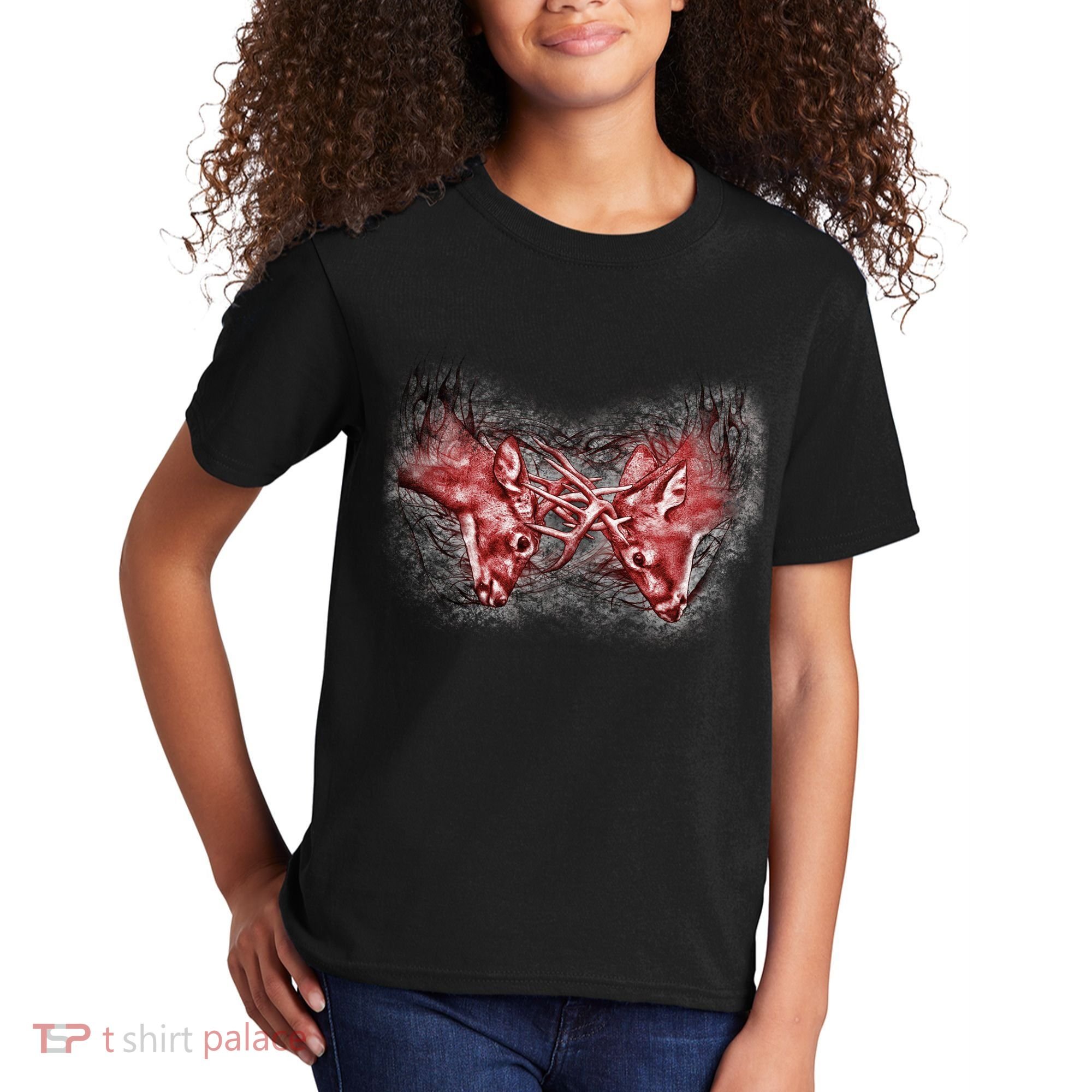 Wildlife Deer Fighting Bucks Kids T-Shirt
