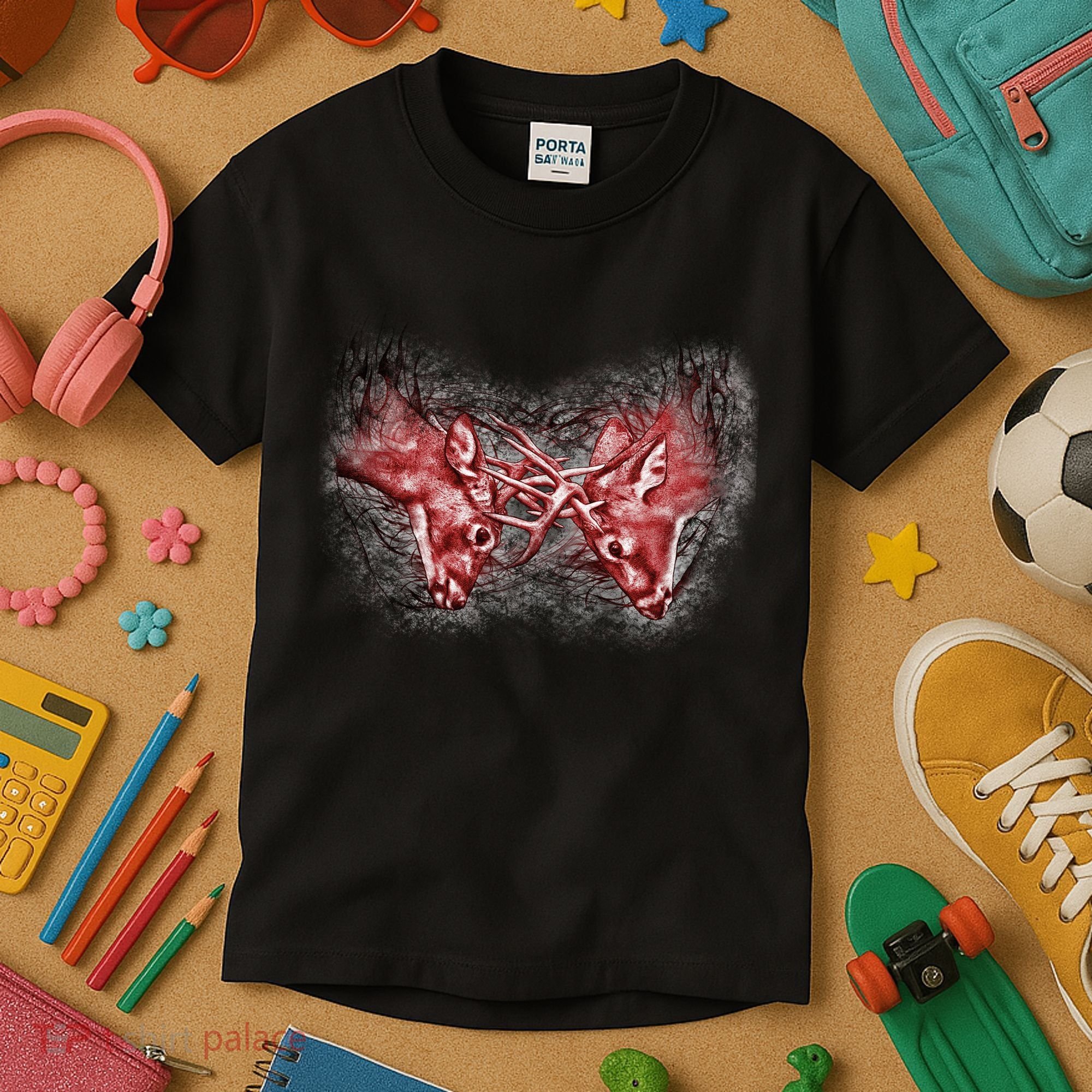 Wildlife Deer Fighting Bucks Kids T-Shirt