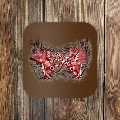 Wildlife Deer Fighting Bucks Coaster