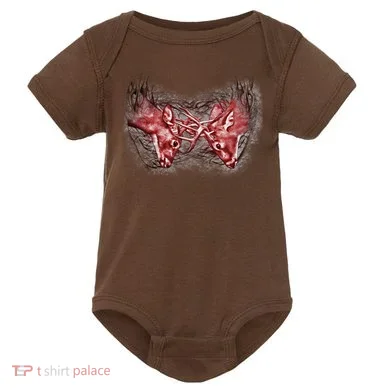 Wildlife Deer Fighting Bucks Baby Bodysuit