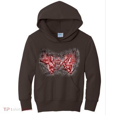 Wildlife Deer Fighting Bucks Kids Hoodie