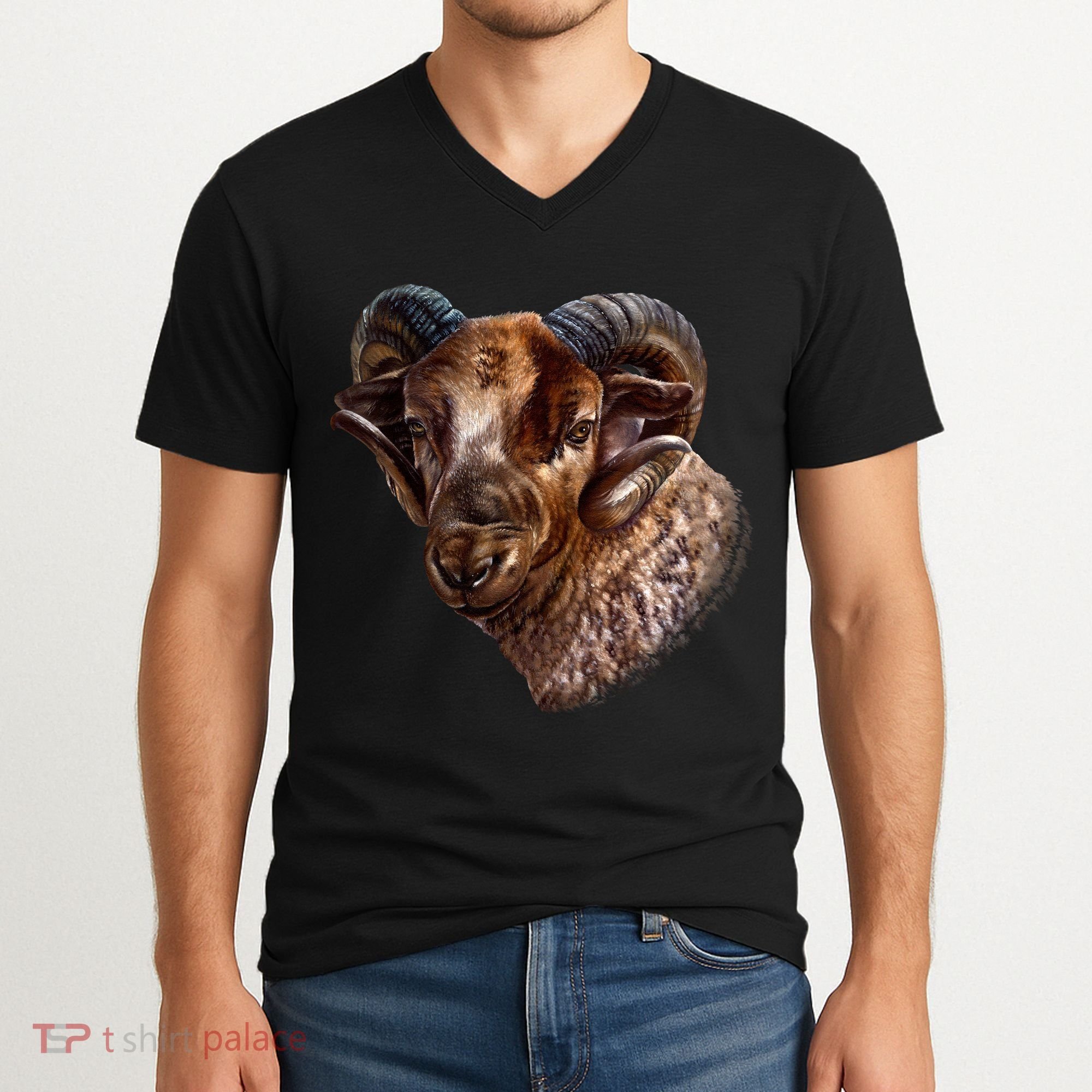 Wildlife Ram Stare V-Neck T-Shirt