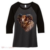 Wildlife Ram Stare Women's Tri-Blend 3/4-Sleeve Raglan Shirt thumb 0