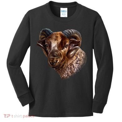 Wildlife Ram Stare Kids Long Sleeve Shirt