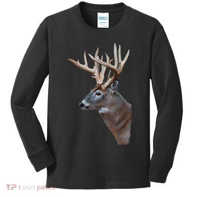 Wildlife The Boss Deer Head Kids Long Sleeve Shirt