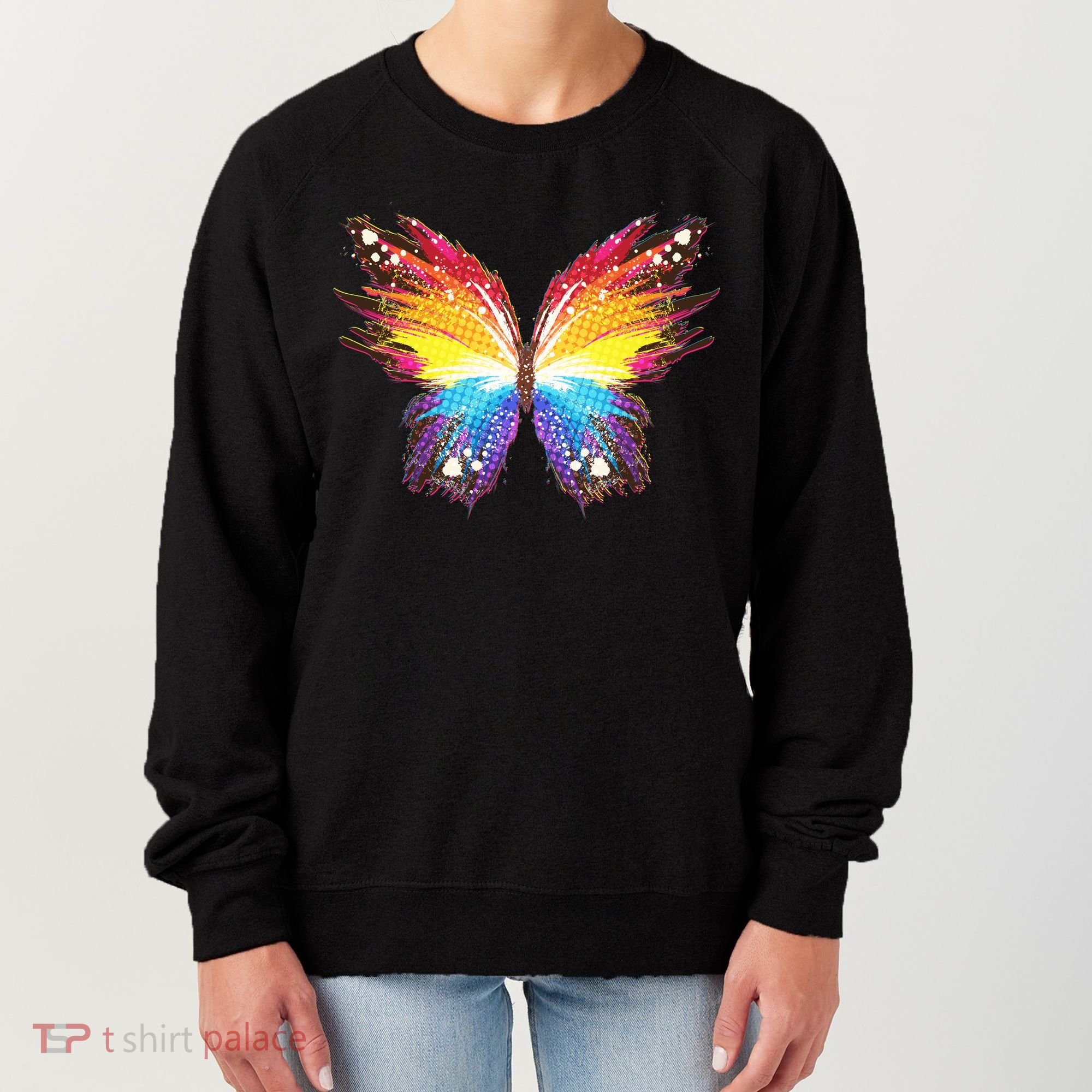 Wildly Painted Rainbow Butterfly Women's Sweatshirt