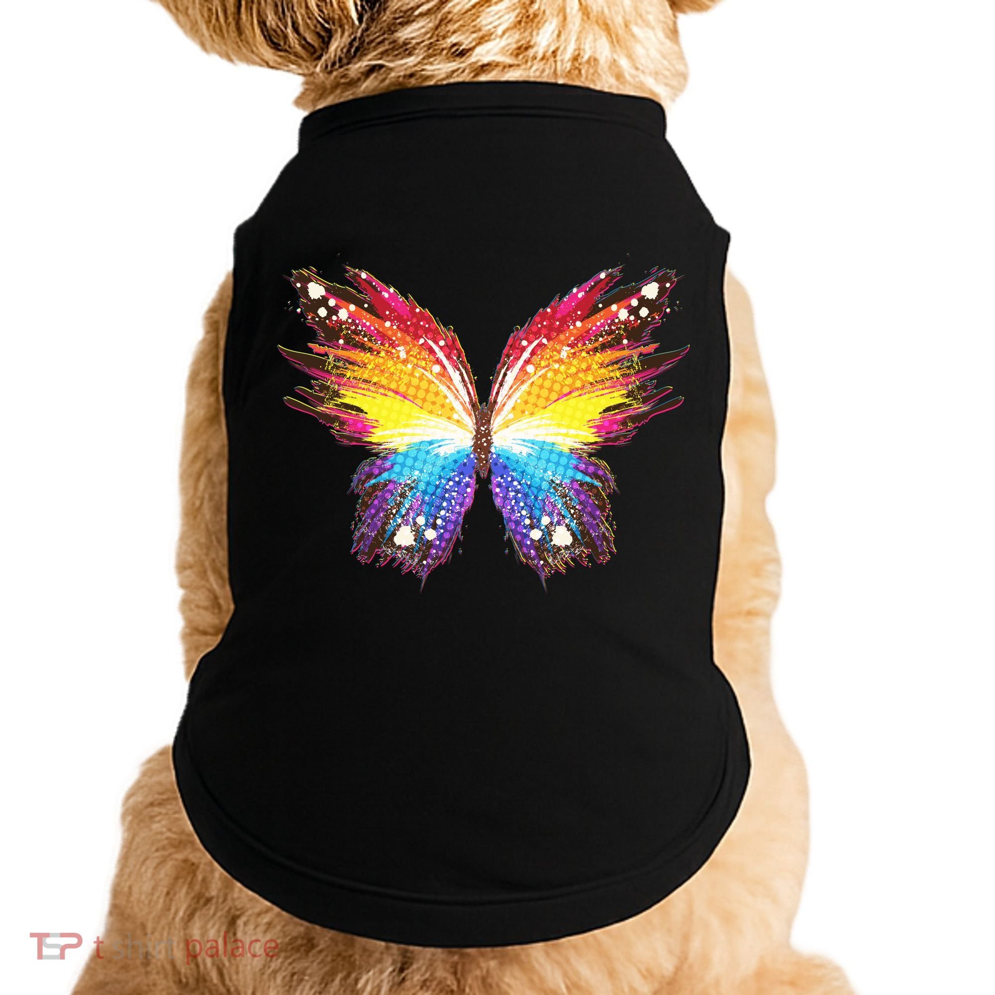 Wildly Painted Rainbow Butterfly Doggie Tank