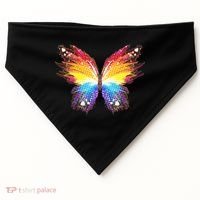 Wildly Painted Rainbow Butterfly USA-Made Doggie Bandana thumb 0