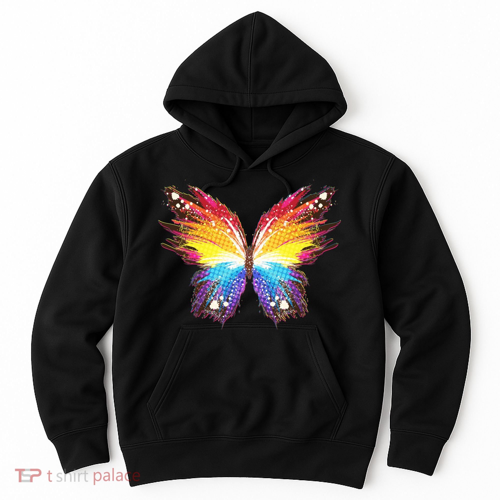 Wildly Painted Rainbow Butterfly Hoodie