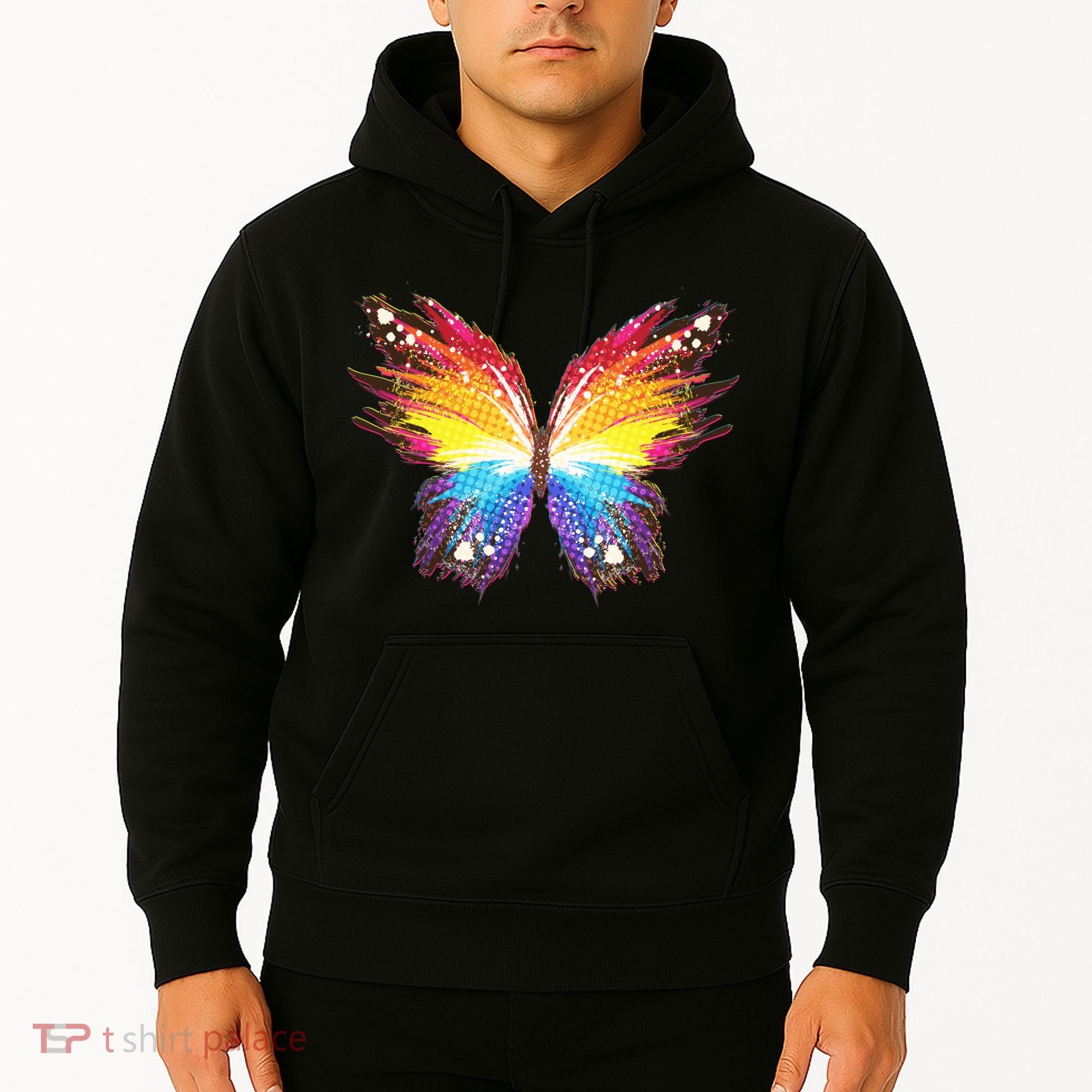 Wildly Painted Rainbow Butterfly Hoodie