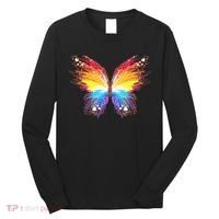 Wildly Painted Rainbow Butterfly Long Sleeve Shirt thumb 0