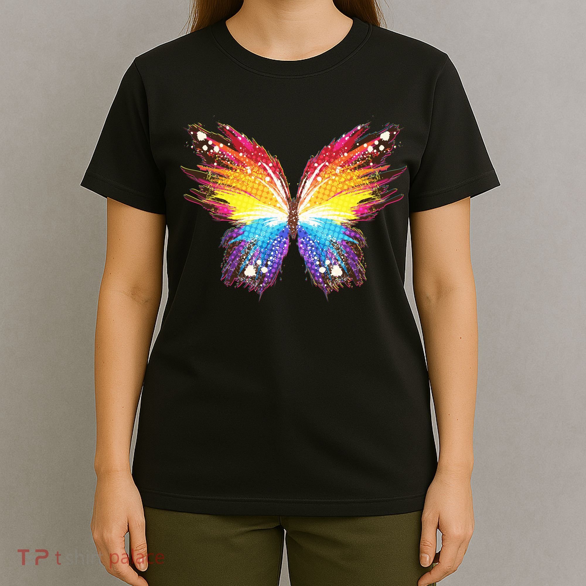 Wildly Painted Rainbow Butterfly T-Shirt