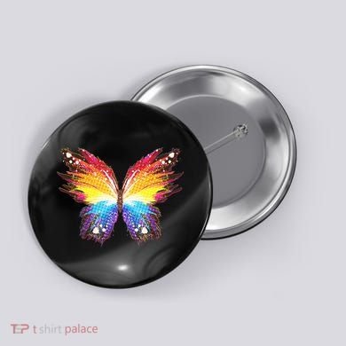 Wildly Painted Rainbow Butterfly Button