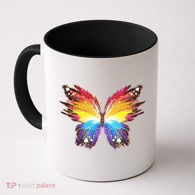 Wildly Painted Rainbow Butterfly Coffee Mug